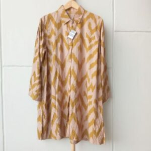Kemeja Tunik Ikat Zigzag Mustard